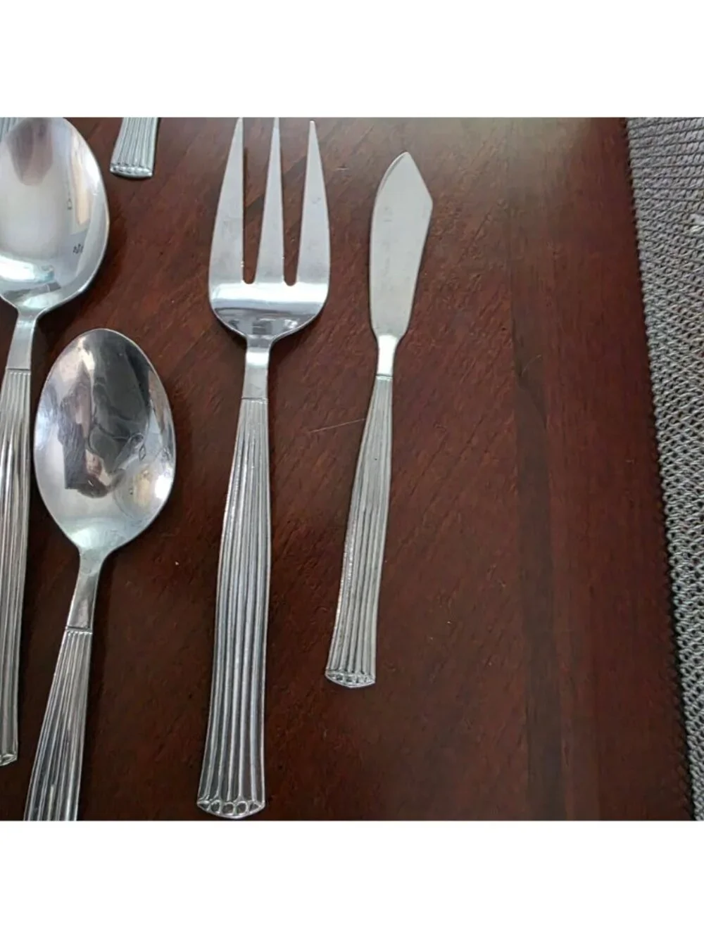 Alco Stainless 34-Piece Flatware Set Ribbed Handle Design Silverware Collection
